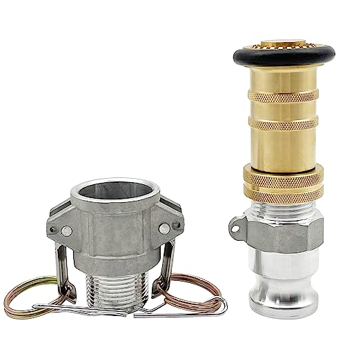 SAFBY Fire Hose Nozzle NPSH/NPT Thermoplastic Fire Equipment Spray Jet Fog with Aluminum Female and Male Fitting (1 inch brass set) - Image 3