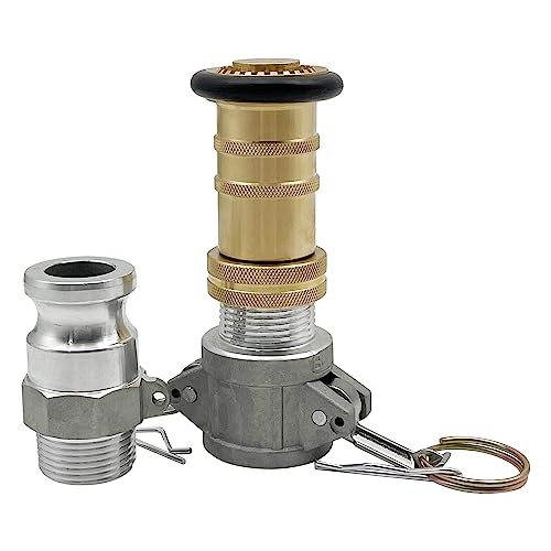 SAFBY Fire Hose Nozzle NPSH/NPT Thermoplastic Fire Equipment Spray Jet Fog with Aluminum Female and Male Fitting (1 inch brass set) - Image 2