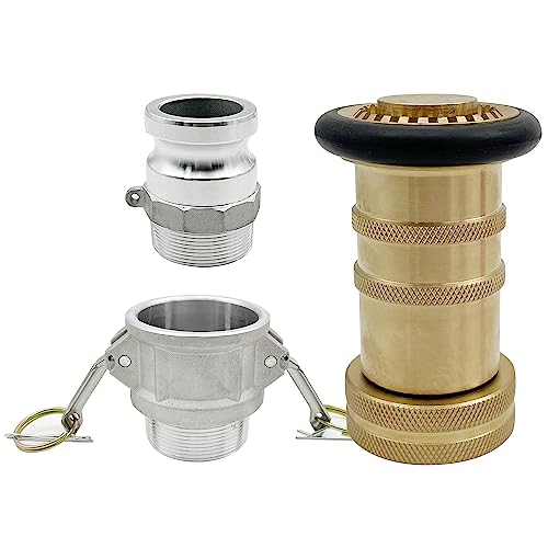 SAFBY Fire Hose Nozzle NPSH/NPT Thermoplastic Fire Equipment Spray Jet Fog with Aluminum Female and Male Fitting (1 inch brass set) - Image 1