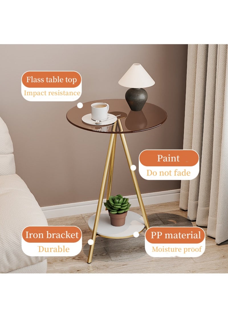 XiuWoo Nordic Style Luxury Round Coffee Table with Temperd Glass and Premium Metal Round Coffee Table Sofa Side Table End Table For Living Room Bedroom  - Image 4