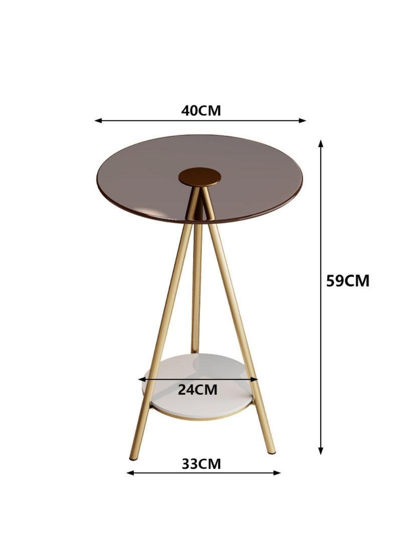 XiuWoo Nordic Style Luxury Round Coffee Table with Temperd Glass and Premium Metal Round Coffee Table Sofa Side Table End Table For Living Room Bedroom  - Image 5