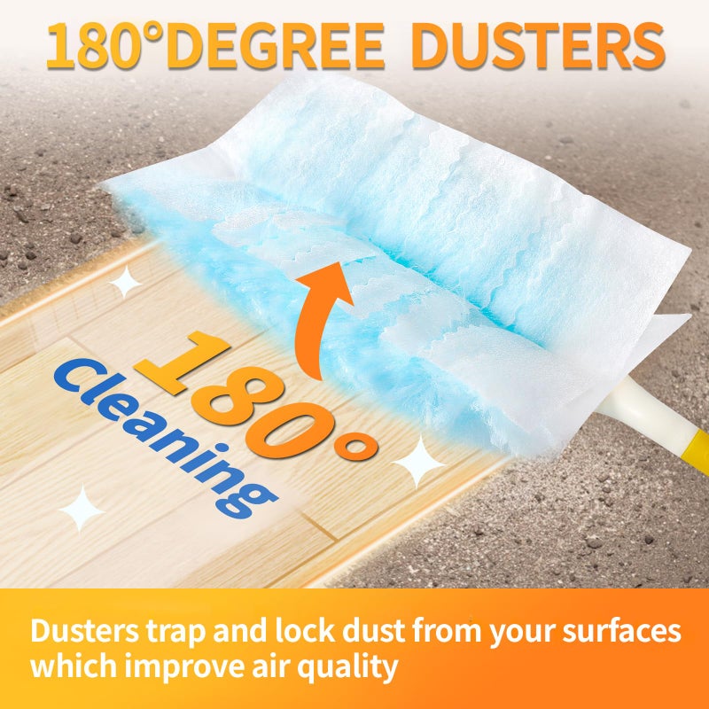 Senowi 60 Count Electrostatic Duster Refills Compatible with Swiffer Duster,Multi-Surface Dusting Refills,Microfibre Dusters for Cleaning with 1Pcs Retractable Handle,Unscented - Image 2