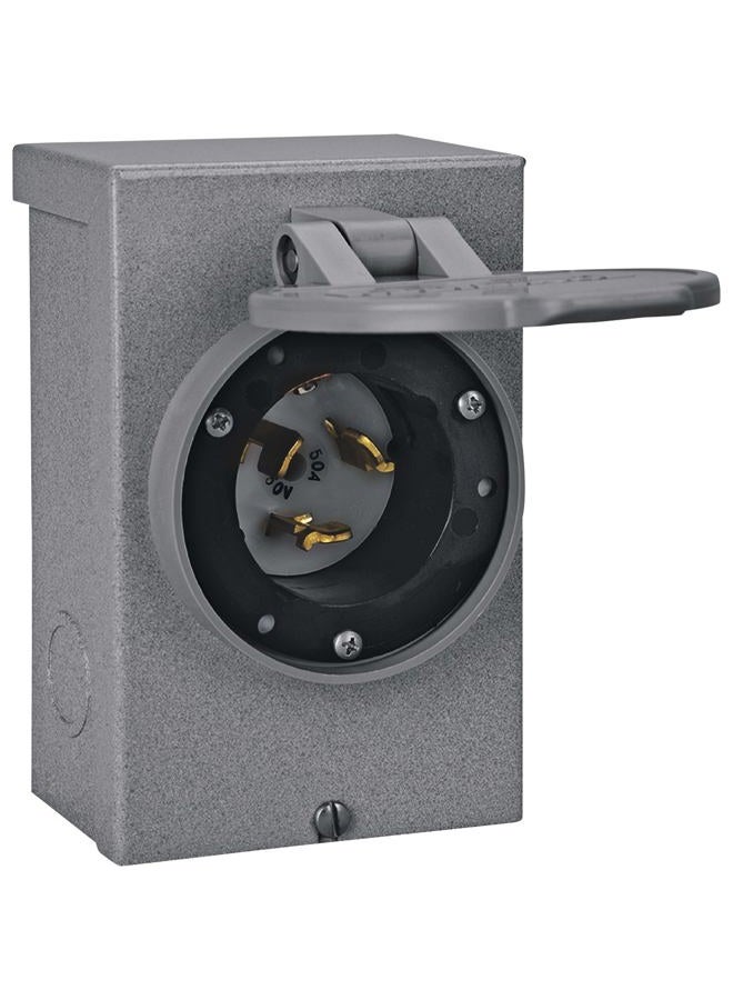 Reliance Controls PB50 50-Amp (CS6375) NEMA 3R Power Inlet Box,Gray - Image 1