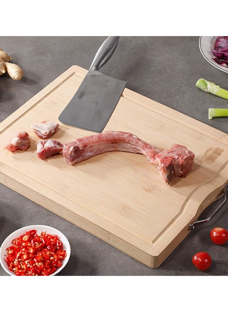 Yuwell Bamboo Cutting Boards For Kitchen Wooden Cutting Board For Chopping Meat, Vegetables, Fruits, Cheese, Knife Friendly Serving Tray With Handles 40X30CM  - Image 3