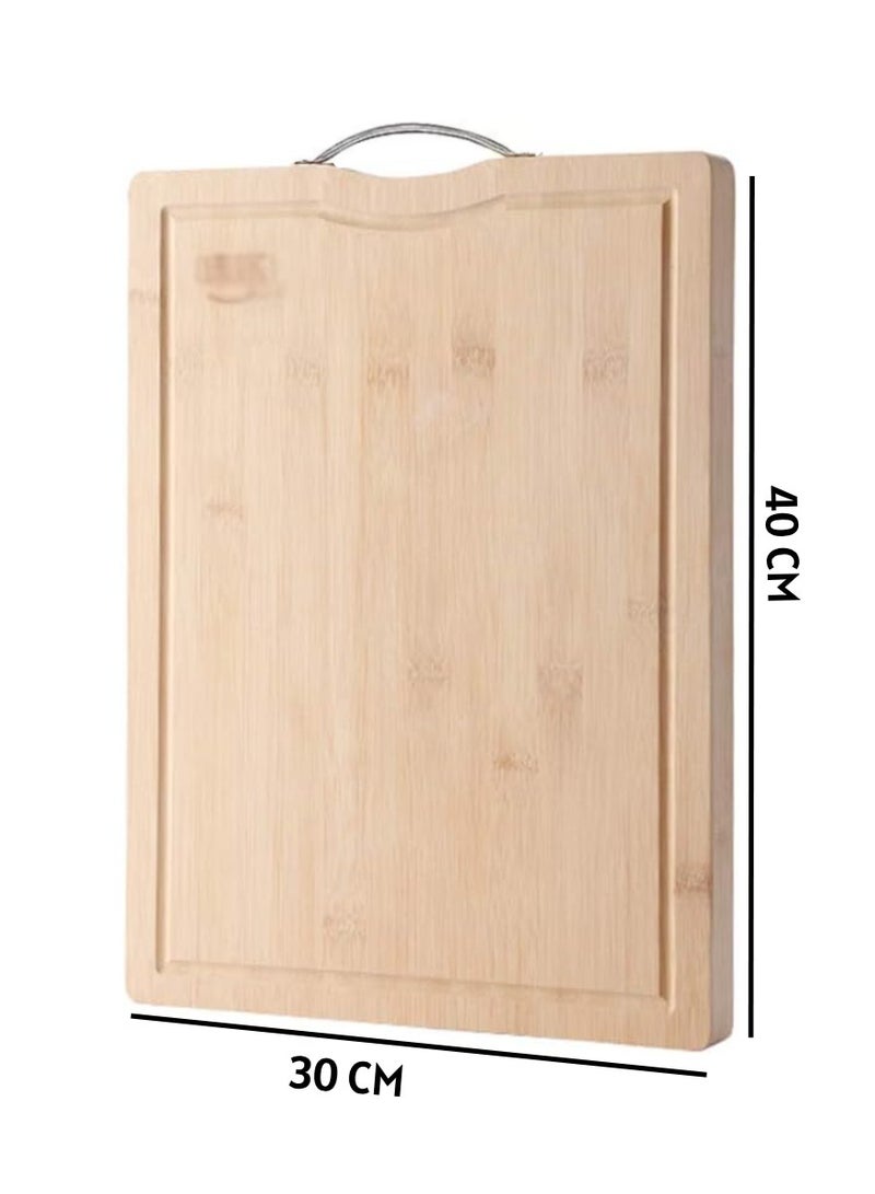 Yuwell Bamboo Cutting Boards For Kitchen Wooden Cutting Board For Chopping Meat, Vegetables, Fruits, Cheese, Knife Friendly Serving Tray With Handles 40X30CM  - Image 2