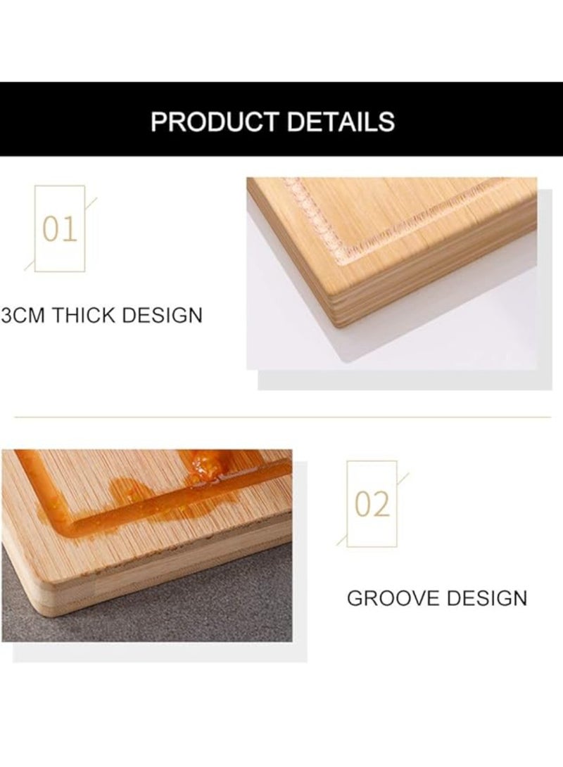 Yuwell Bamboo Cutting Boards For Kitchen Wooden Cutting Board For Chopping Meat, Vegetables, Fruits, Cheese, Knife Friendly Serving Tray With Handles 40X30CM  - Image 4