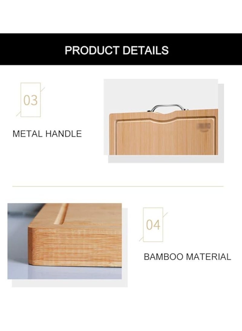 Yuwell Bamboo Cutting Boards For Kitchen Wooden Cutting Board For Chopping Meat, Vegetables, Fruits, Cheese, Knife Friendly Serving Tray With Handles 40X30CM  - Image 5