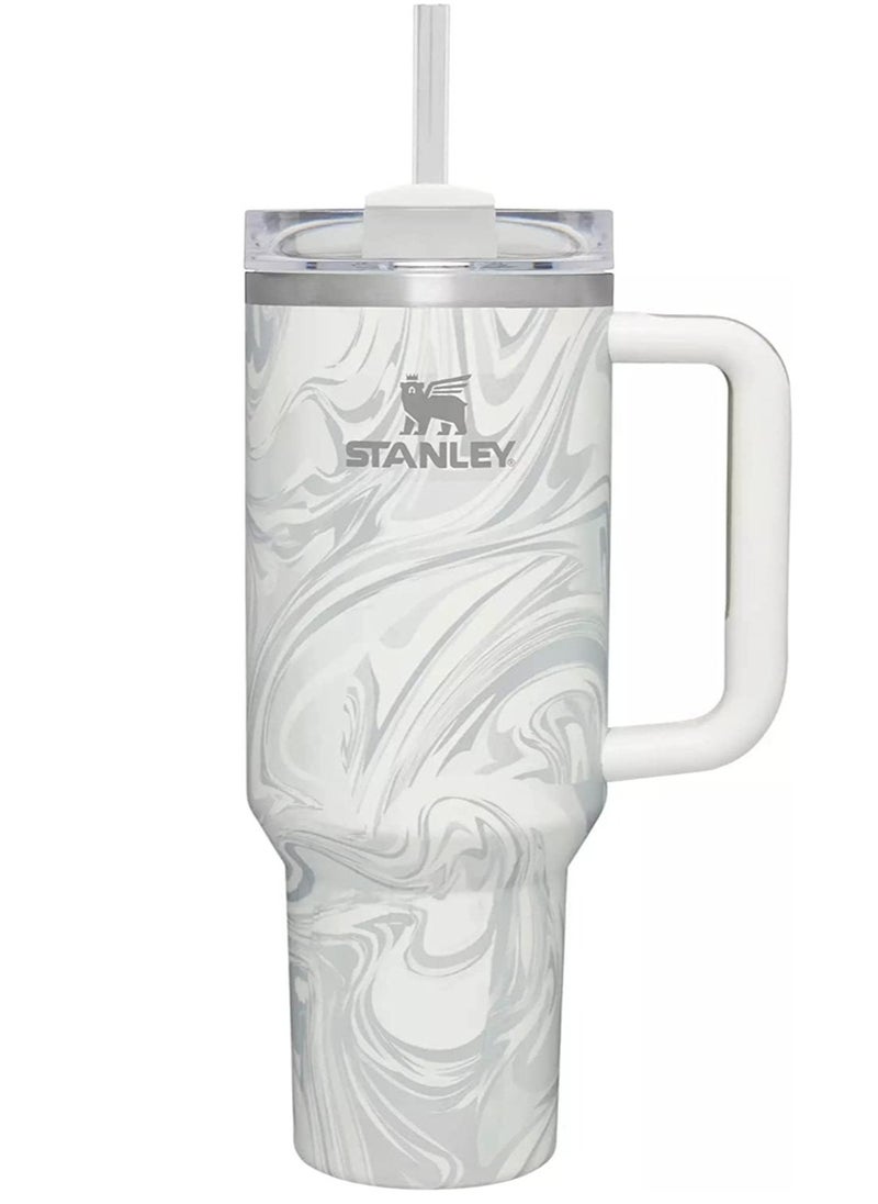 Stanley - Stanley Quencher H2.0 FlowState 40 oz Vacuum Insulated Tumbler with Lid and Straw – Rose Quartz Swirl - Image 1