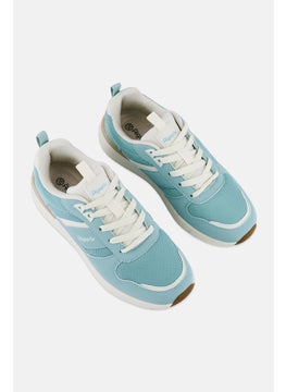 Algspar Women Brand Logo Lace Up Hiking Shoes, Mint Green  - Image 4