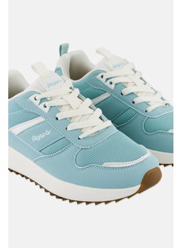 Algspar Women Brand Logo Lace Up Hiking Shoes, Mint Green  - Image 3
