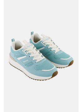 Algspar Women Brand Logo Lace Up Hiking Shoes, Mint Green  - Image 1