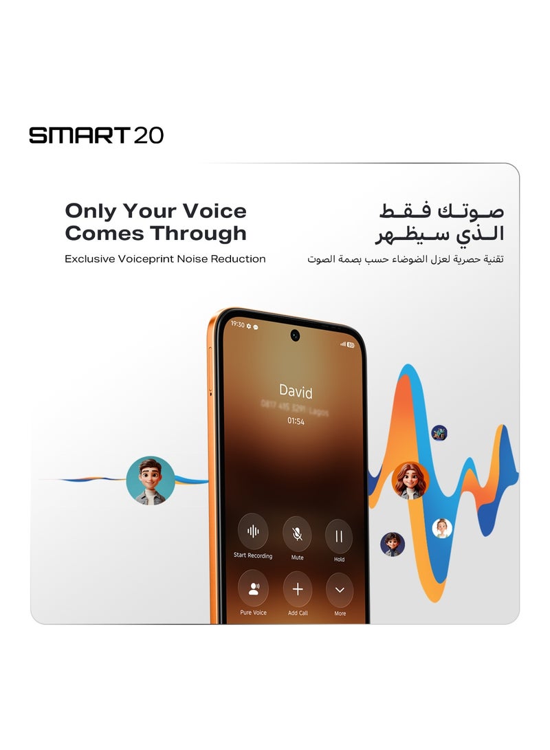 إنفينيكس سمارت 20 دوال شريحة كلاودلاين أزرق 4+4 جيجابايت رام 64 جيجابايت - نسخة الشرق الأوسط - Image 3