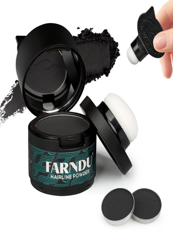 Farndu Root Touch Up Hair Color 12g, Instantly Hairline Powder, Hair Root Touch Up, Bald Spots Hair Color Concealer for Women & Men, 24-Hour Stain-Proof, 2 Refills, Waterproof, Sweatproof, Black - Image 1