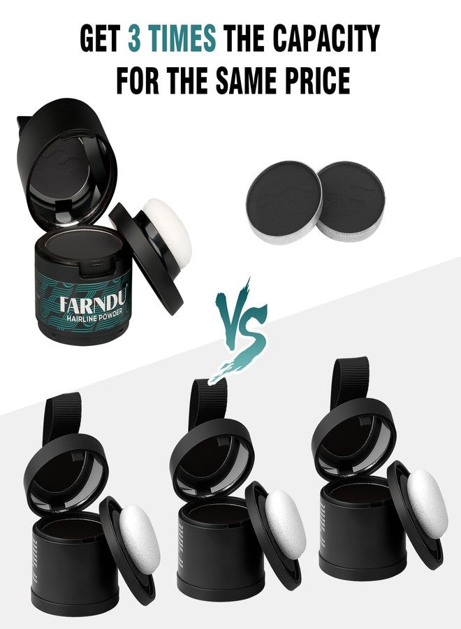 Farndu Root Touch Up Hair Color 12g, Instantly Hairline Powder, Hair Root Touch Up, Bald Spots Hair Color Concealer for Women & Men, 24-Hour Stain-Proof, 2 Refills, Waterproof, Sweatproof, Black - Image 5