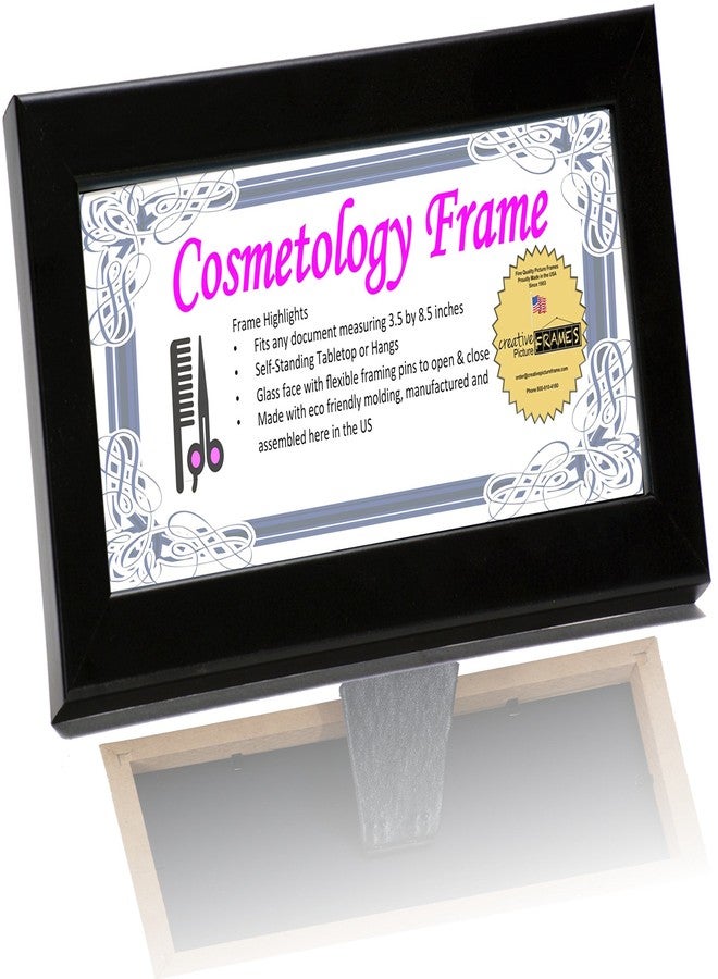 Creative Picture Frames 3.5X8.5Bk Cosmetology Self Standing Black License Frame Holds 3.5 By 8.5 Inch Media With Easel Back And Wall Hanger - Image 1