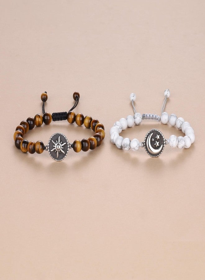 COAI My Sun and Stars Moon of My Life Howlite Tiger Eye Stone Yin Yang Couples Bracelets - Image 5