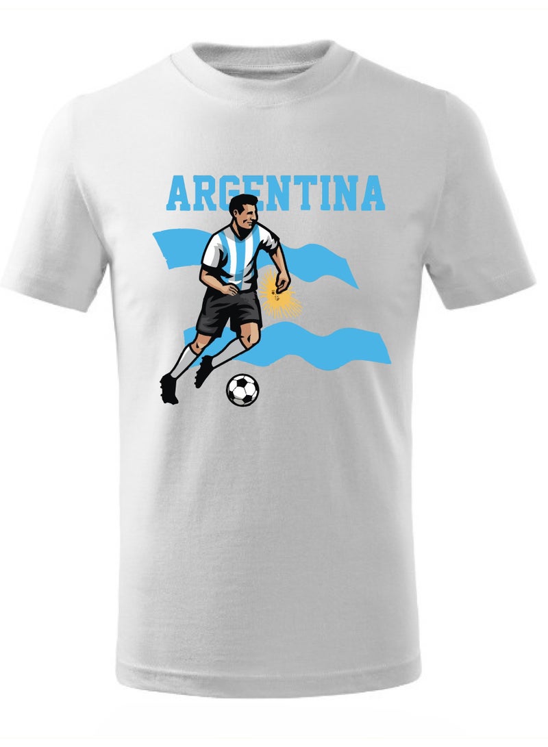Argentina Football Team World Fans printed T shirts Supporting The Team Football Team Jersey T shirts For Men | Women | Kids to win the cup (White)  - Image 1