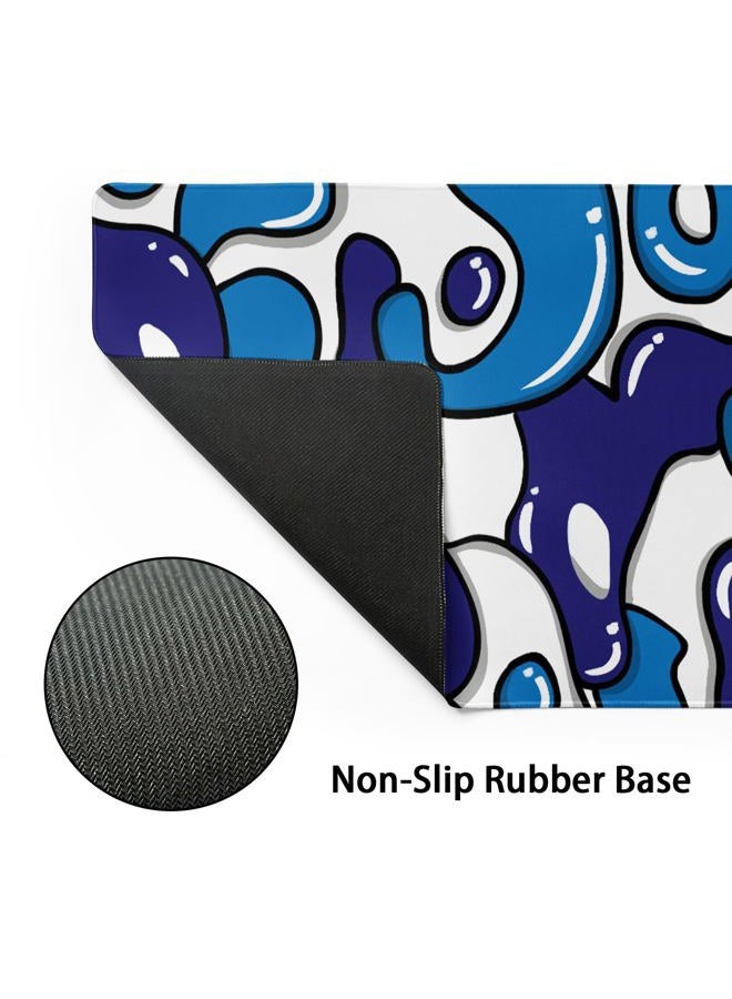 Granbey Navy Blue White Gaming Mouse Pad XL 31.5”x11.8” Anime Cool Desk Pad Geometric Japanese Desk Mat Non-Slip Rubber Base Stitched Edge Extended Keyboard PC Computer Pad Gaming for Home Office Work Desktop - Image 4