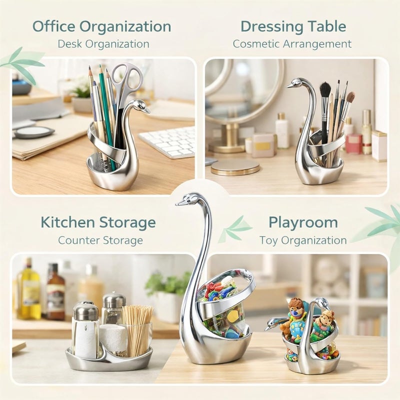 Zinc Alloy Cutlery Rack, Swan Fork Spoon Holder, 2.76 x 6.10 Inch, Household Tableware Storage - Elegant Design, Durable Material, Perfect for Restaurant and Hotel Use - Image 3