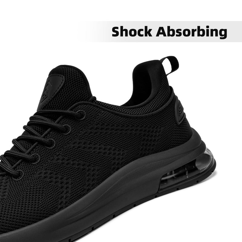 LARNMERN Men's Non Slip Work Shoes Waterproof Casual Walking Chef Kitchen Working Footwear Lightweight Breathable Snakers,Black 9 - Image 3