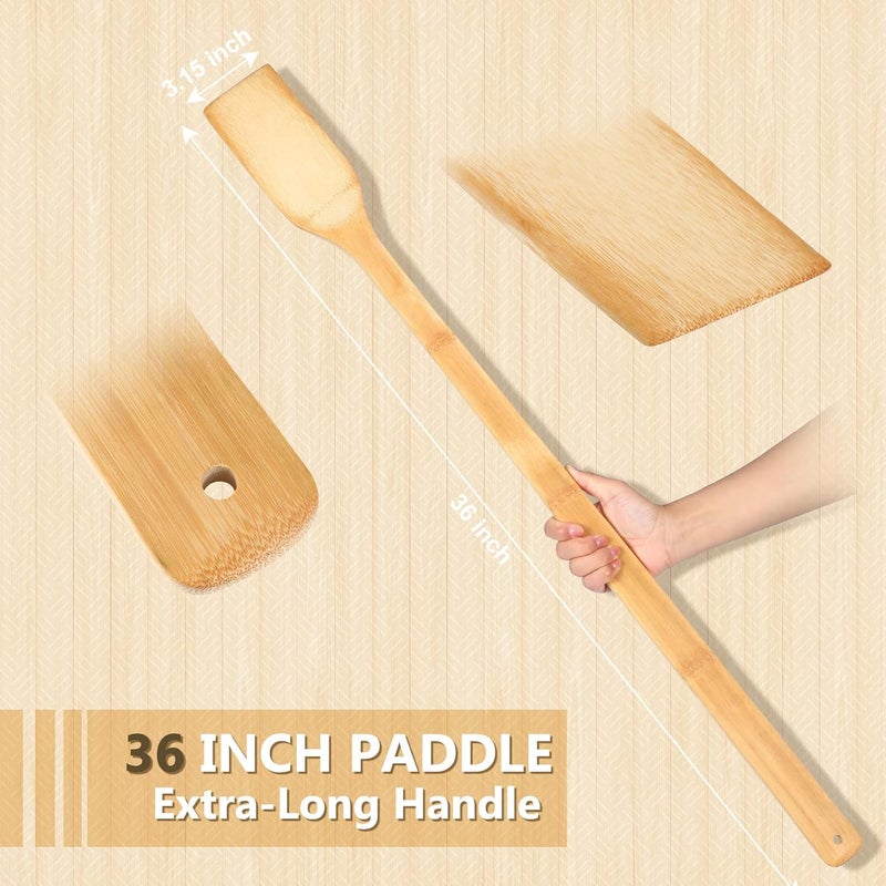 Hoolerry 2 Pieces 36" Long Wooden Paddle Crawfish Paddle Stir Mixing Seafood Boil Pot Cooking Spatula Wood Home Brew for Crawfish Boil Pot Seafood Camping Restaurants - Image 2