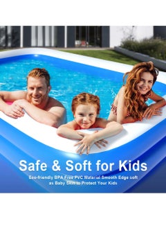 HEXAR Inflatable Swimming Pool Kiddie Pool Large Size Blow Up Swimming Pool for Family Adults Kids Toddler Giant Rectangle Lounge Blowup Pool for Indoor Outdoor Backyard Ground 180cm x 140cm x 60cm  - Image 4