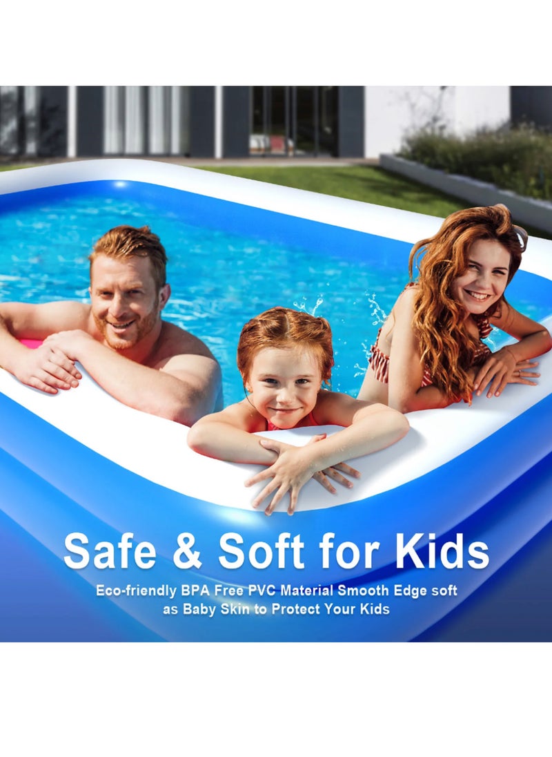 HEXAR Inflatable Swimming Pool Kiddie Pool Large Size Blow Up Swimming Pool for Family Adults Kids Toddler Giant Rectangle Lounge Blowup Pool for Indoor Outdoor Backyard Ground 180cm x 140cm x 60cm  - Image 4