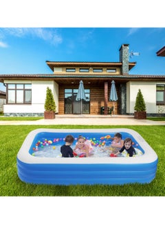 HEXAR Inflatable Swimming Pool Kiddie Pool Large Size Blow Up Swimming Pool for Family Adults Kids Toddler Giant Rectangle Lounge Blowup Pool for Indoor Outdoor Backyard Ground 180cm x 140cm x 60cm  - Image 1