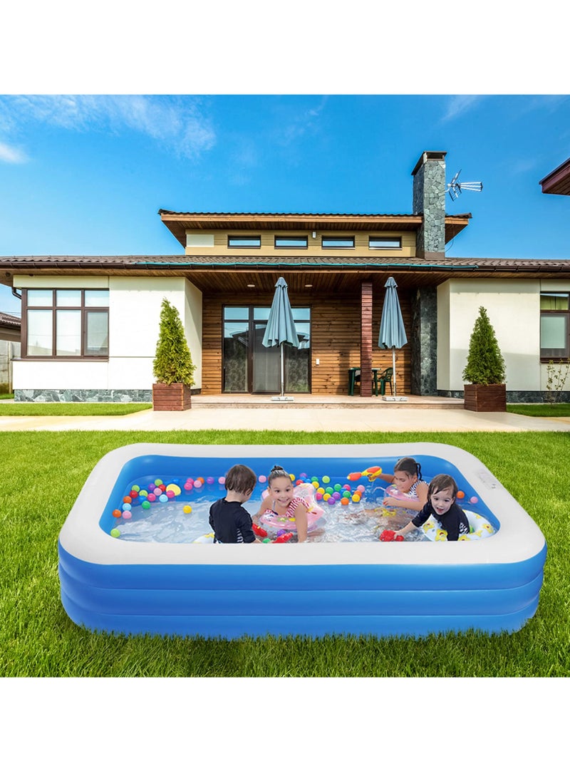 HEXAR Inflatable Swimming Pool Kiddie Pool Large Size Blow Up Swimming Pool for Family Adults Kids Toddler Giant Rectangle Lounge Blowup Pool for Indoor Outdoor Backyard Ground 180cm x 140cm x 60cm  - Image 1