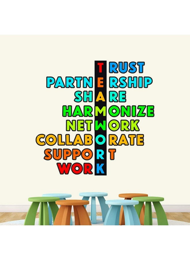 عصا لي ملصق حائط StickMe 'عمل الفريق - طباعة - مكتب - ملهم - تحفيزي - اقتباسات' - SM610 (متعدد الألوان، فينيل - 90 سم × 90 سم) - Image 2