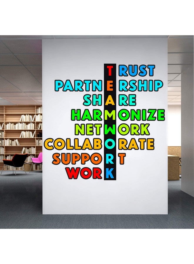 عصا لي ملصق حائط StickMe 'عمل الفريق - طباعة - مكتب - ملهم - تحفيزي - اقتباسات' - SM610 (متعدد الألوان، فينيل - 90 سم × 90 سم) - Image 1