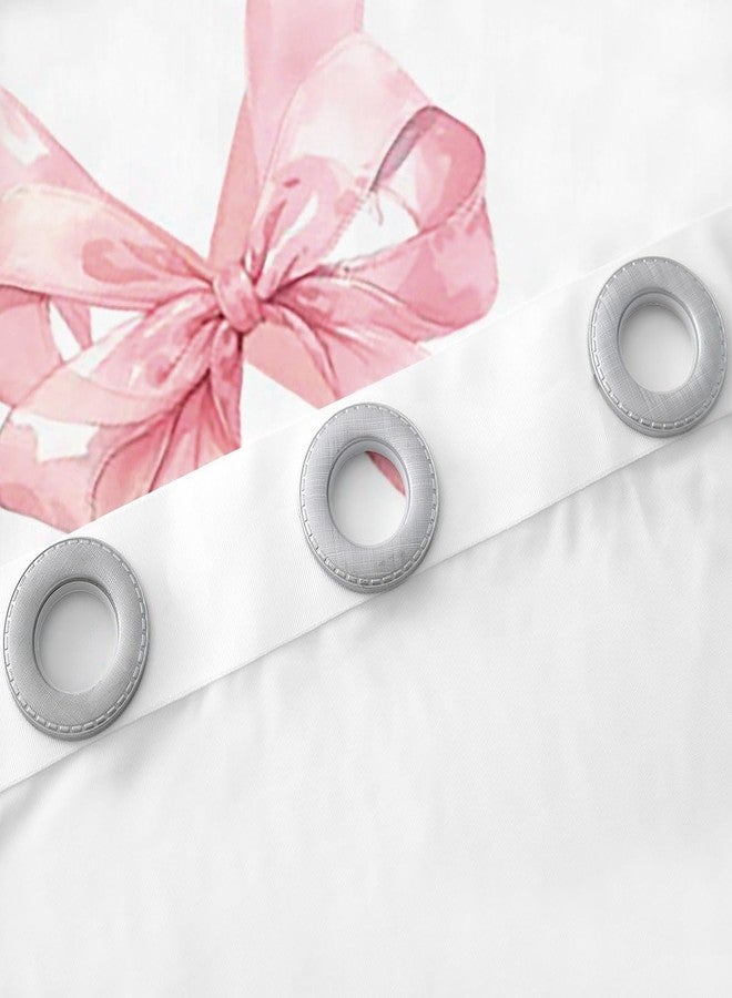 Man Fei Manfei Pink Bowknot Window Drapes,Dreamy Princess Style Kids Girls Window Curtain for Bedroom Decor,Watercolor Bow Geometric Grids White Curtain of 2 Panels for Adults Teens,42Wx63L Inches - Image 5