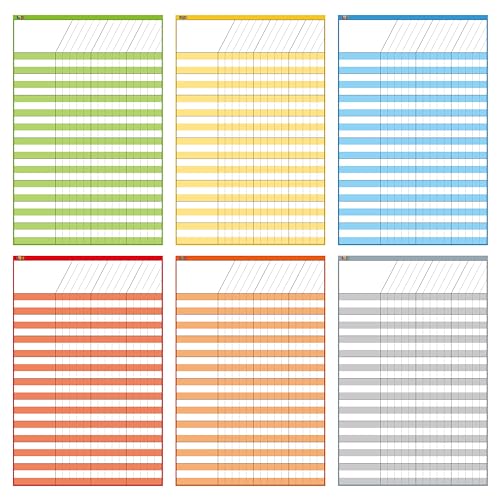 SpriteGru 6 Pack Dry Erase Incentive Chart 6 MultiColor Tracking Chart for ChoreResponsibilitySchool AttendanceHomework Progress Tracking 27 Rows X 15 Columns 11 x 17 - Image 1