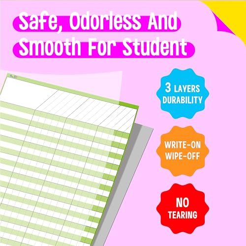 SpriteGru 6 Pack Dry Erase Incentive Chart 6 MultiColor Tracking Chart for ChoreResponsibilitySchool AttendanceHomework Progress Tracking 27 Rows X 15 Columns 11 x 17 - Image 3