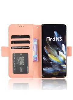 Zaboon For OPPO Find N3 / OnePlus Open Skin Feel Calf Texture Card Slots Leather Phone Case(Pink)  - Image 4