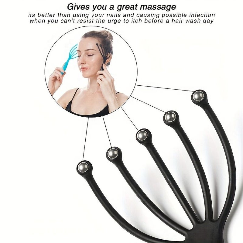 Blue Black 2 Pack Handheld Scalp Massager For SPA Relaxation Stress Relief Wet Dry Use Home Office Travel - Image 5