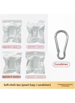 For Apple Headset Airpods4 Wireless Bluetooth Protective Cover TPU Transparent Material-Color:Tpu Soft Shell + Pearlescent Bag Carabiner-Applicable Models:Airpods4 Model: With Hanging Ears