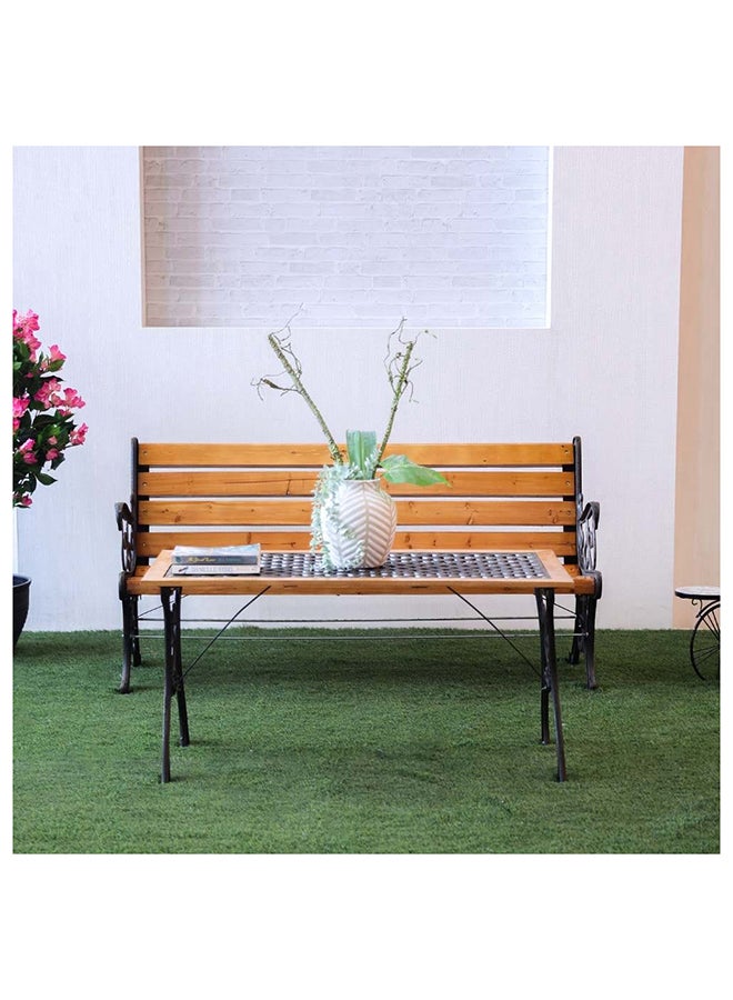 DANUBE HOME كرسي حديقة خارجي Wuden مقاوم للأشعة فوق البنفسجية والماء ومناسب لجميع الأحوال الجوية وكرسي طعام فناء خشبي يتسع لثلاثة مقاعد وأثاث خارجي حديث - Image 1