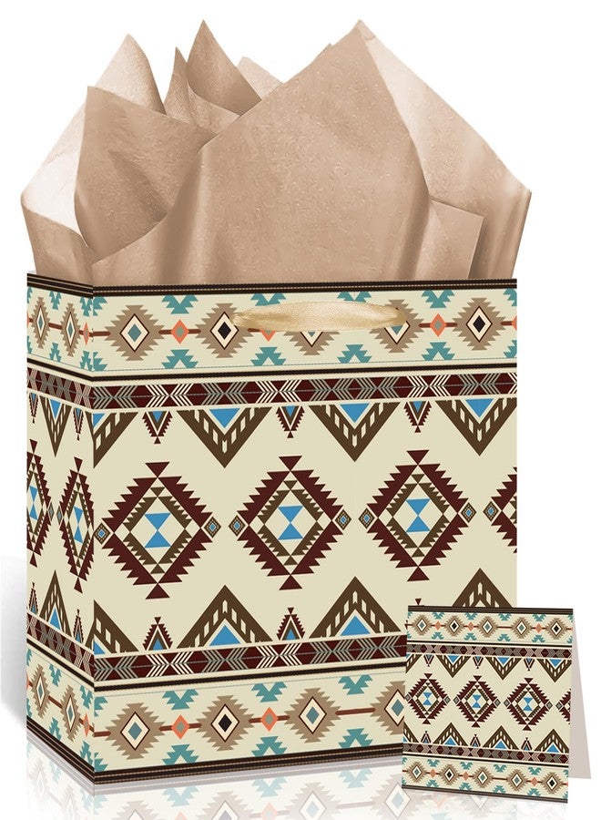 Wayyogh Western Aztec Gift Bag Cowboy Birthday Gift Bag for Boys Men Birthday Gift Bag with Wrapping Paper Card Large Wild West Gifts Bag for Cowboy Decorations Party Supplies - Image 1