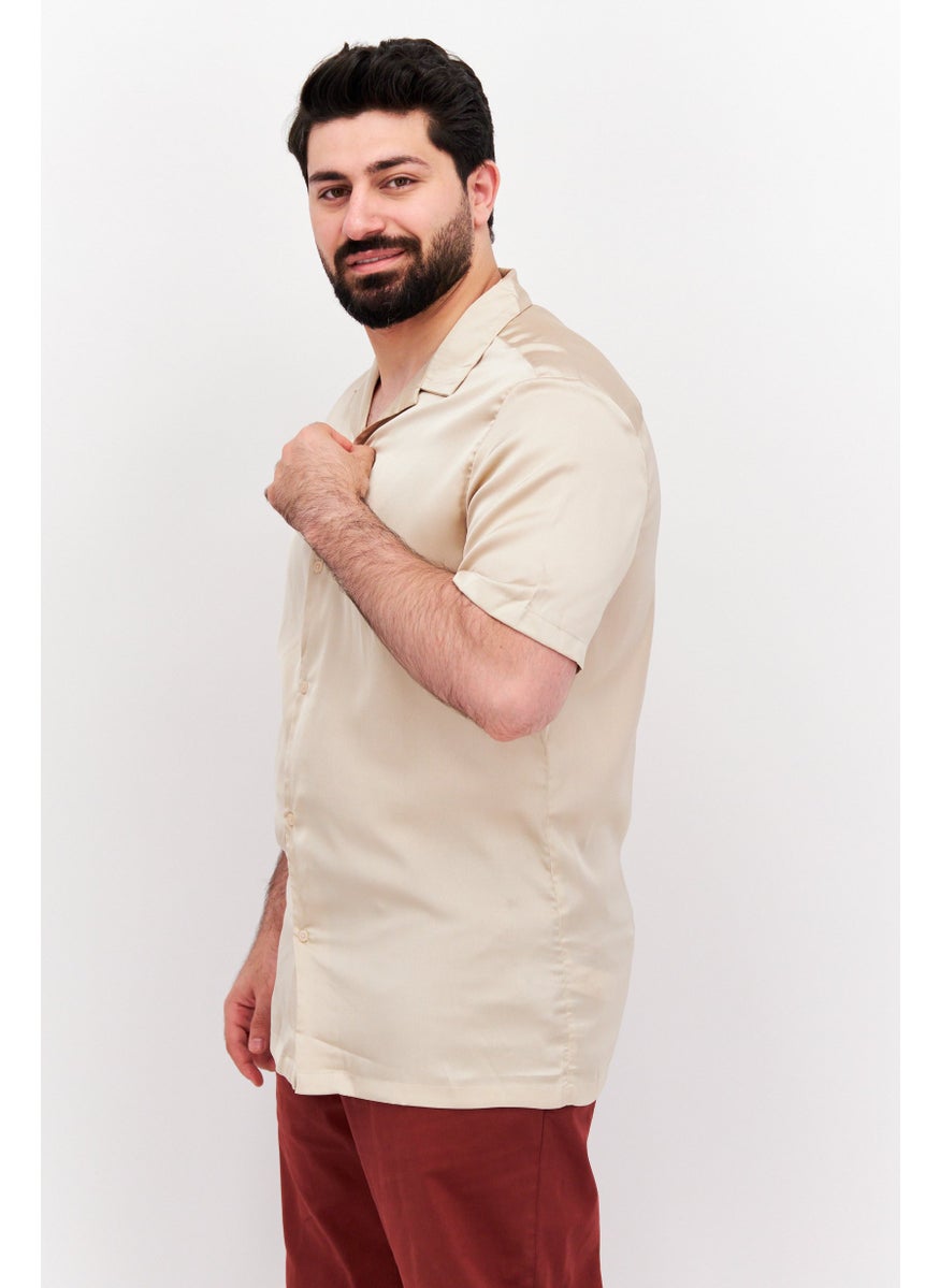 Men Tall Fit Solid Short Sleeves Casual Shirt, Cream - pzsku/ZAEDC23604FDCDAC54523Z/45/_/1737642452/54e36d52-5e3a-4a1f-9286-061b56372879