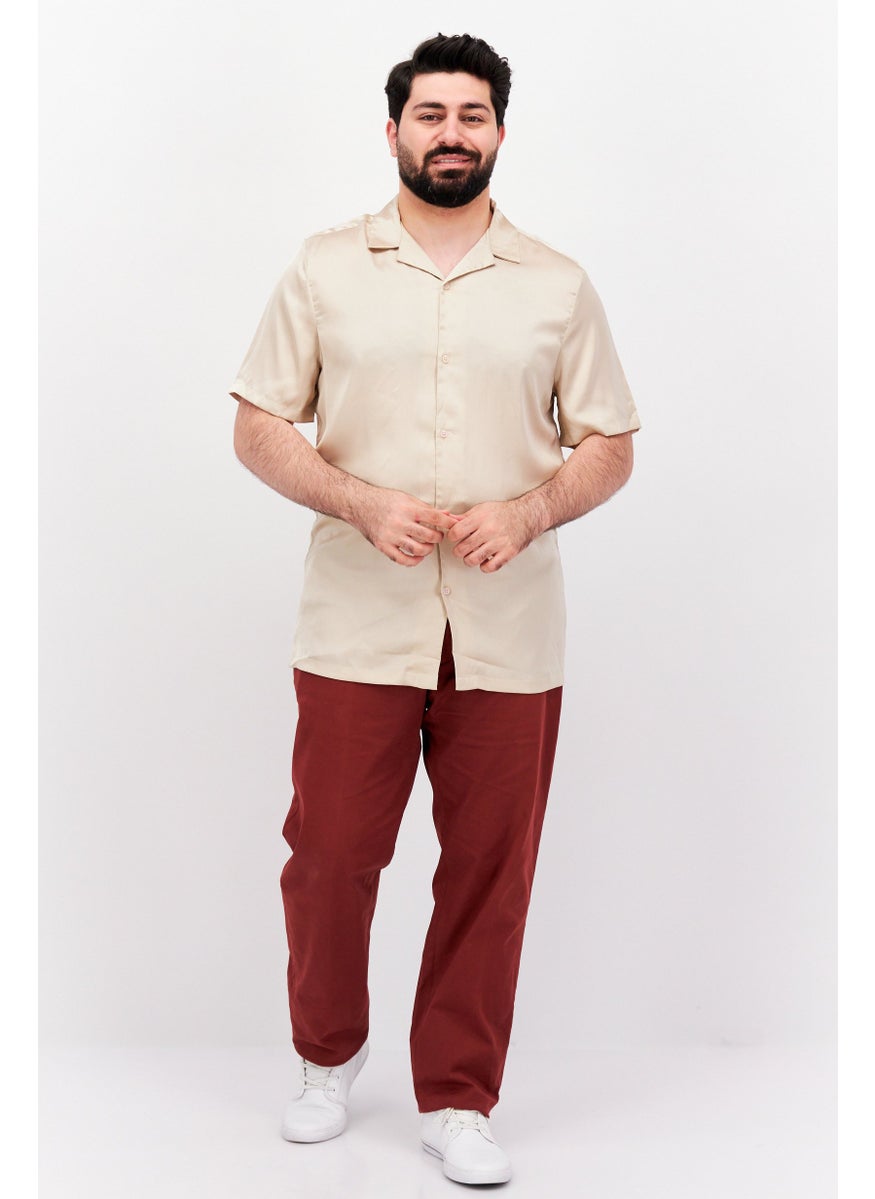 Men Tall Fit Solid Short Sleeves Casual Shirt, Cream - pzsku/ZAEDC23604FDCDAC54523Z/45/_/1739715511/1c07f8e8-796c-4cfa-902a-a810ab9c72f5