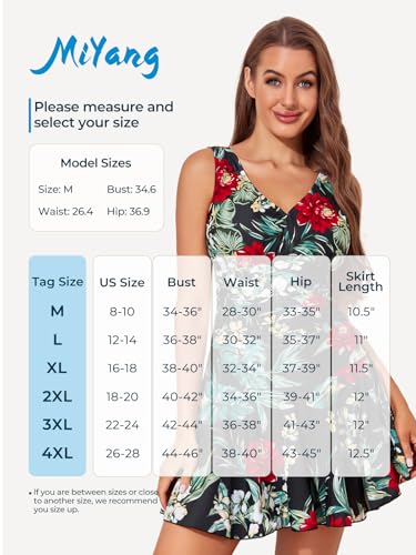 MiYang Women's Plus-Size Flower Printing Shaping Body One Piece Swim Dresses Swimsuit Black Flower XXX-Large (US 22W-24W) - Image 5