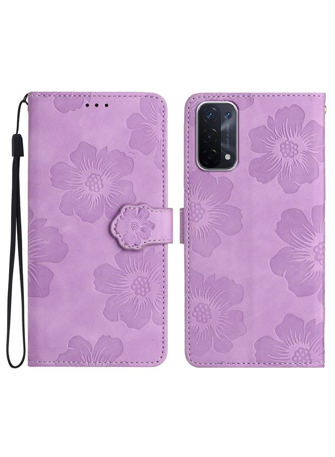 اس-توب جراب هاتف جلدي بنقشة زهور لهاتف OPPO A74 / A54 / A93 5G - Image 1