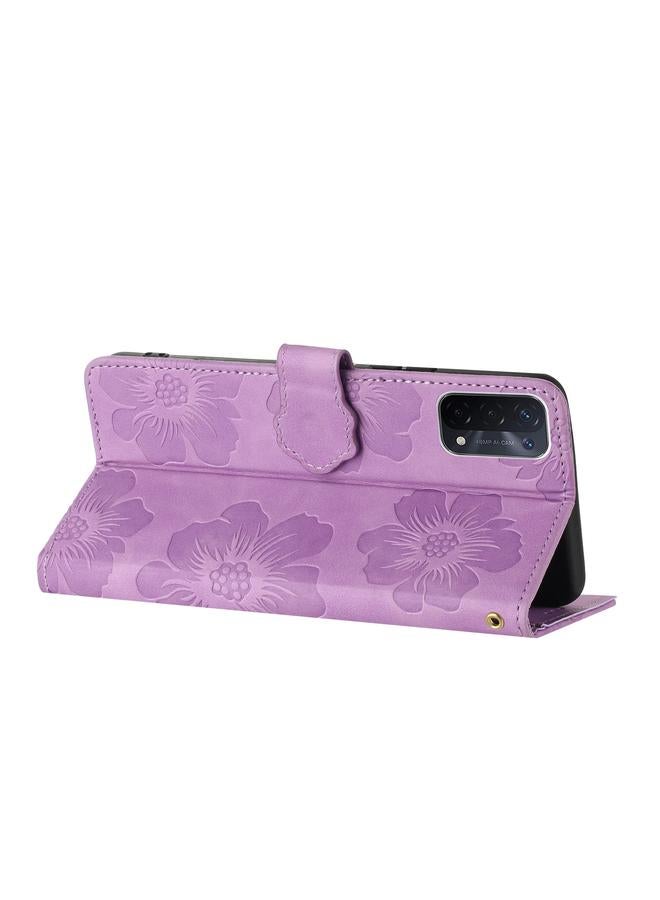 اس-توب جراب هاتف جلدي بنقشة زهور لهاتف OPPO A74 / A54 / A93 5G - Image 5