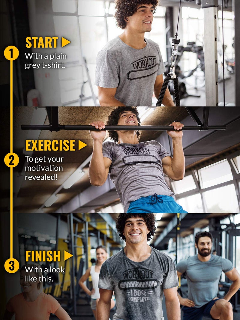 Actizio Men's Workout Shirt Cotton Fabric T-Shirt Short Sleeve Sweat Activated Motivational Exercise Gym Athletic Fit Moisture Wicking Fitness Shirt - Workout Complete (Size M) - Image 4