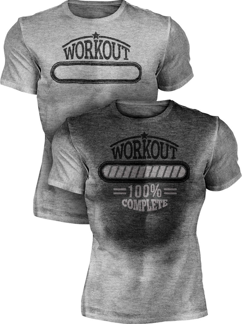 Actizio Men's Workout Shirt Cotton Fabric T-Shirt Short Sleeve Sweat Activated Motivational Exercise Gym Athletic Fit Moisture Wicking Fitness Shirt - Workout Complete (Size M) - Image 2