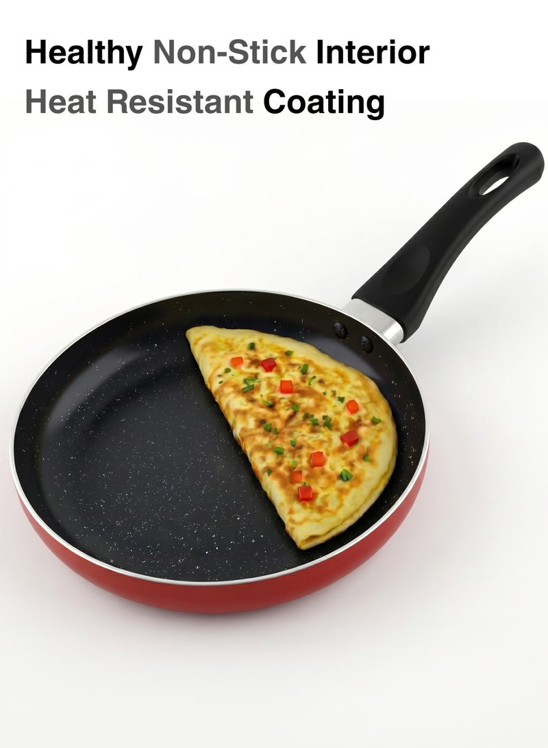 DELICI 28cm Granite Non Stick Fry Pan, Aluminium Frying Pan with Heat Resistant Bakelite Handle, PFOA Free Healthy Nonstick Cookware, Kitchen Cooking Food Preparation, Dishwasher Safe, Compatible with Gas Stove, Induction, Gas and all Cooktops - Maroon, AFP 28ME - Image 1