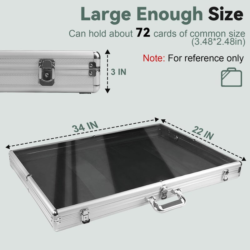 LTLUO 34 in X 22 in Silver Card Show Display Case Large Aluminum, Trading Card Display Case Suitable for Sports Card/TCG/Jewelry Collection, 1-Year Coverage - Image 2