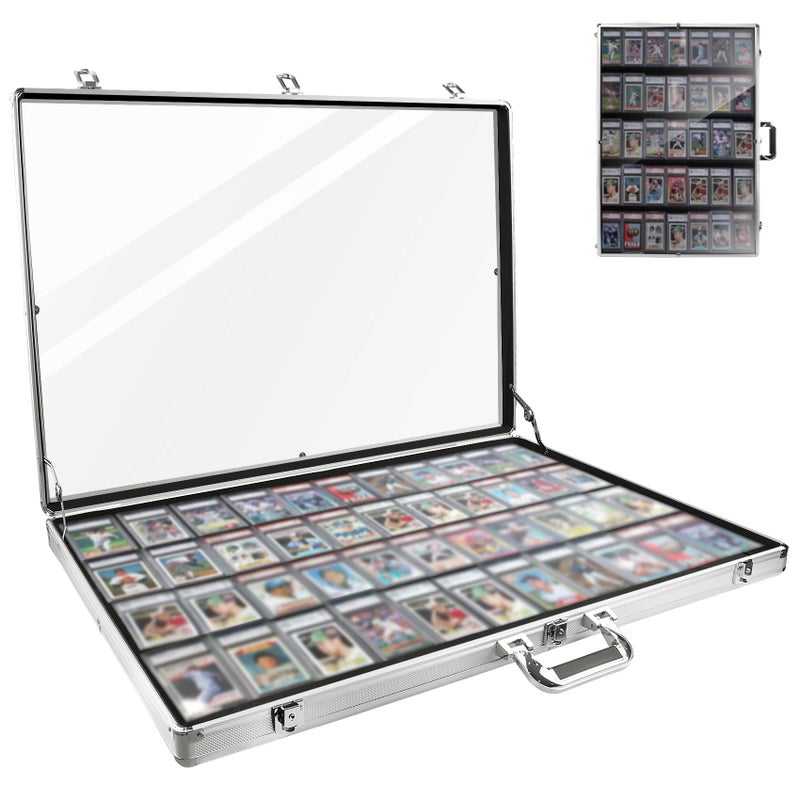 LTLUO 34 in X 22 in Silver Card Show Display Case Large Aluminum, Trading Card Display Case Suitable for Sports Card/TCG/Jewelry Collection, 1-Year Coverage - Image 1