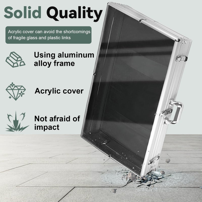 LTLUO 34 in X 22 in Silver Card Show Display Case Large Aluminum, Trading Card Display Case Suitable for Sports Card/TCG/Jewelry Collection, 1-Year Coverage - Image 3